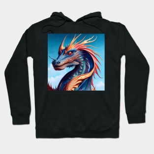 Intricate Gold and Blue Scaled Dragon Hoodie